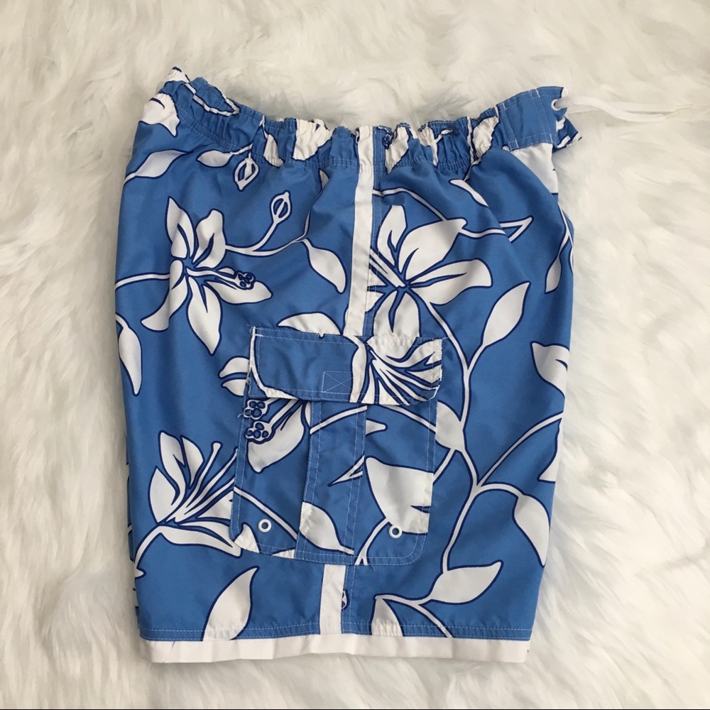 🔴 Sand & Sun | Hawaiian Print Swim Trunks